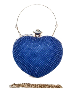 Rhinestone Heart Shape Iconic Clutch Bag 118-6249 BLUE